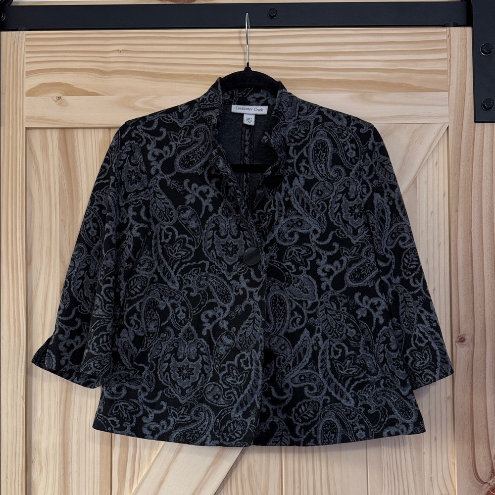 Coldwater creek  Elegant Black and Gray Paisley Blazer